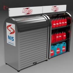 Floor metal motor oil cabinet rack